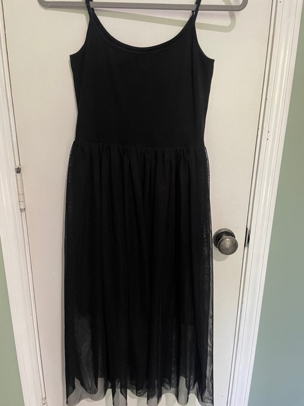 love...ady vintage Black Midi Dress with Sheer Overlay